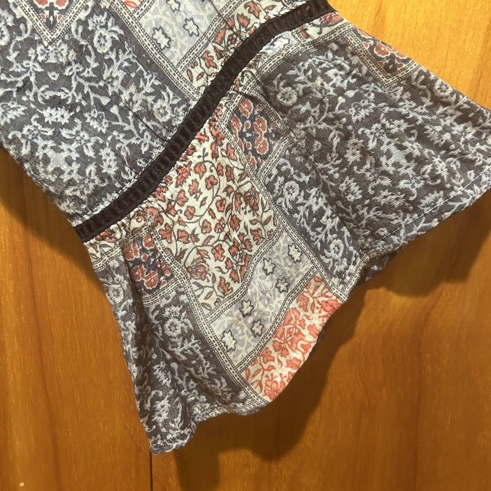 Como Vintage Boho Peasant Patchwork Style Top-Blu… - image 4